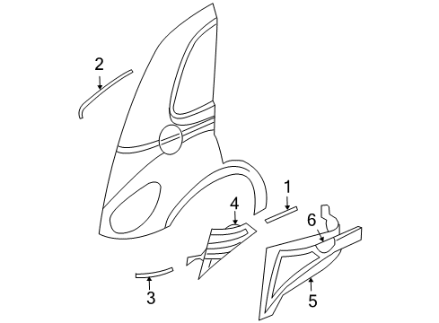 2003 Chrysler PT Cruiser Exterior Trim - Quarter Panel Diagram