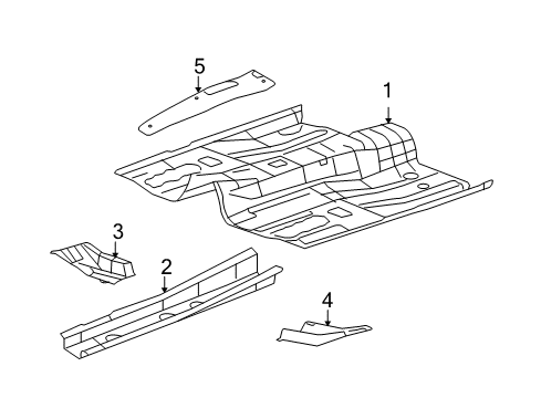 2009 Dodge Caliber Pillars, Rocker & Floor - Floor & Rails Diagram