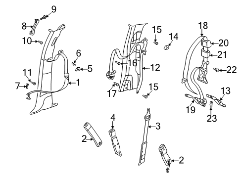 2003 Dodge Ram 3500 Front Seat Belts, Rear Seat Belts Diagram 1 - Thumbnail