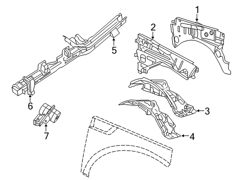2009 Jeep Liberty Structural Components & Rails Diagram