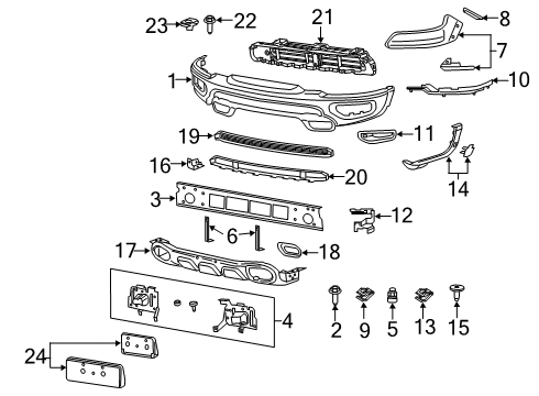 2019 Ram 1500 Front Bumper Diagram 1 - Thumbnail