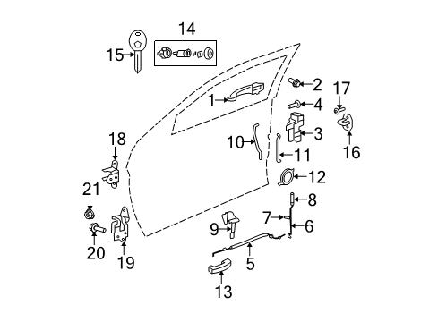 2008 Dodge Avenger Front Door - Lock & Hardware Diagram