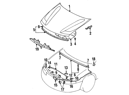 1999 Dodge Avenger Hood & Components Diagram