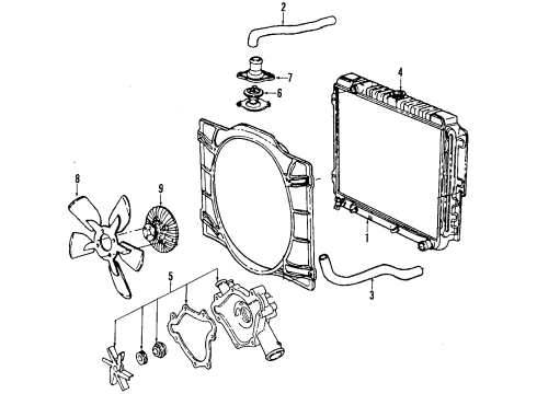 1988 Dodge Diplomat Cooling System, Radiator, Water Pump, Cooling Fan Diagram