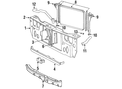 1992 Chrysler New Yorker Radiator & Components, Radiator Support Diagram