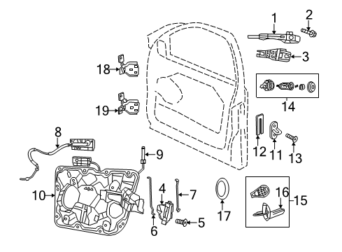 2019 Jeep Grand Cherokee Front Door - Lock & Hardware Diagram
