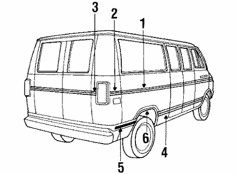 1988 Dodge B350 Exterior Trim - Side Panel Diagram 2 - Thumbnail