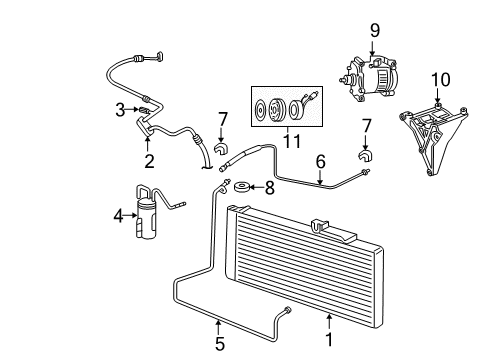 2004 Dodge Ram 1500 A/C Condenser, Compressor & Lines Diagram
