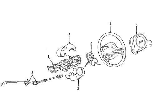 1997 Jeep Cherokee Steering Column & Wheel, Shroud, Switches & Levers Diagram 2 - Thumbnail