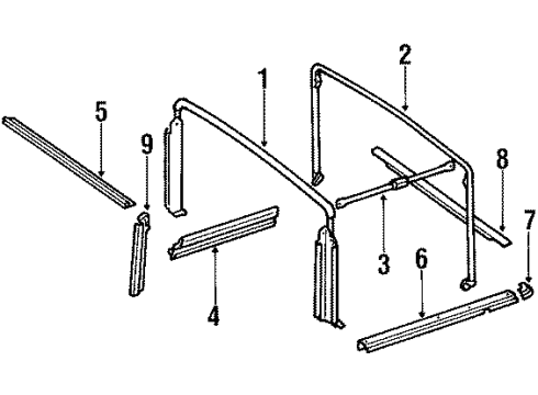 1987 Jeep Wrangler Convertible/Soft Top - Frame & Components Diagram 2 - Thumbnail