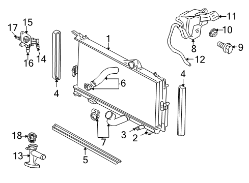 2003 Chrysler PT Cruiser Radiator & Components Diagram