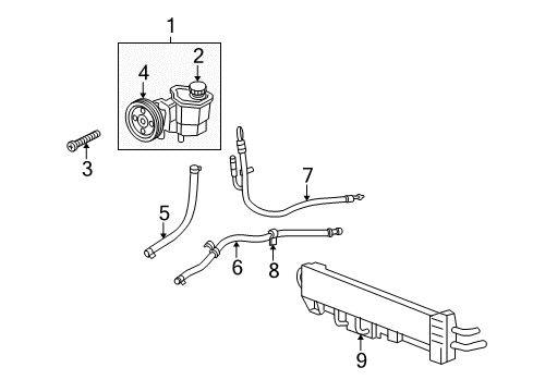 2008 Chrysler Aspen P/S Pump & Hoses, Steering Gear & Linkage Diagram 3 - Thumbnail