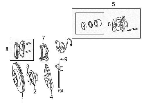 2005 Dodge Magnum Front Brakes Diagram 1 - Thumbnail