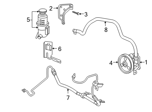 2001 Chrysler PT Cruiser P/S Pump & Hoses Diagram