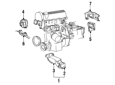1994 Dodge Caravan Engine & Trans Mounting Diagram 1 - Thumbnail