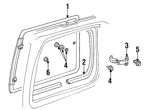 1989 Dodge Caravan Side Panel - Glass & Hardware Diagram 3 - Thumbnail
