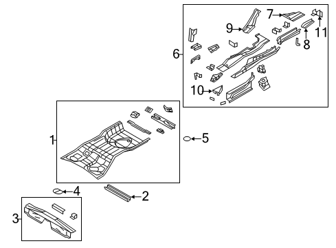 2011 Chrysler 200 Rear Body - Floor & Rails Diagram