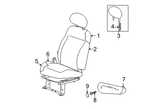 2003 Chrysler PT Cruiser Front Seat Components Diagram