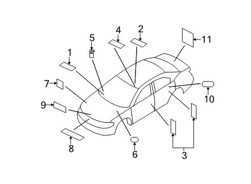 2007 Chrysler Sebring Information Labels Diagram