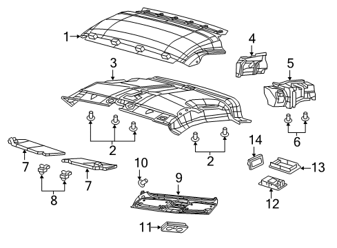 2018 Ram ProMaster City Interior Trim - Roof Diagram