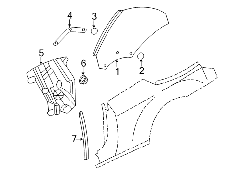 2010 Chrysler Sebring Quarter Panel - Glass & Hardware Diagram