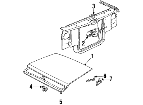 1993 Dodge Dakota Hood & Components Diagram