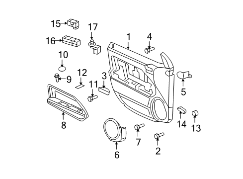 2009 Dodge Caliber Interior Trim - Front Door Diagram