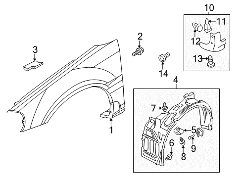 2005 Dodge Stratus Fender & Components, Exterior Trim, Trim Diagram 1 - Thumbnail