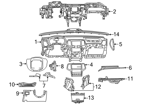 2019 Jeep Grand Cherokee Instrument Panel Components Diagram