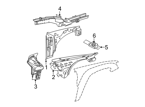 2009 Jeep Commander Structural Components & Rails Diagram