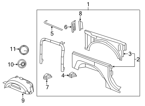 2015 Jeep Wrangler Quarter Panel & Components Diagram 1 - Thumbnail