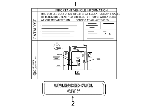 2000 Dodge Dakota Information Labels Diagram