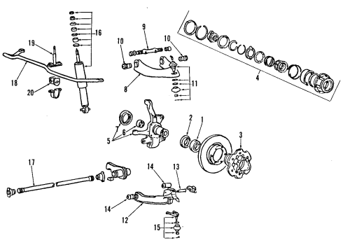 1991 Dodge Ram 50 Suspension Components, Control Arm, Ride Control, Stabilizer Bar Diagram 2 - Thumbnail