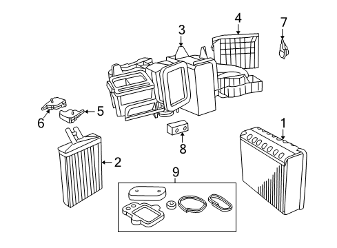 2000 Dodge Intrepid A/C Evaporator & Heater Components Diagram