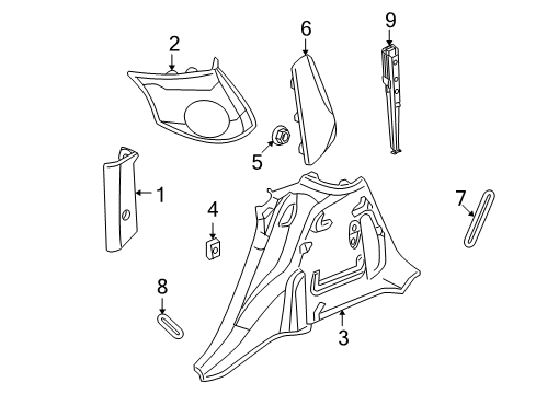 2003 Chrysler PT Cruiser Interior Trim - Quarter Panels Diagram