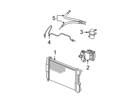2007 Dodge Dakota A/C Condenser, Compressor & Lines Diagram