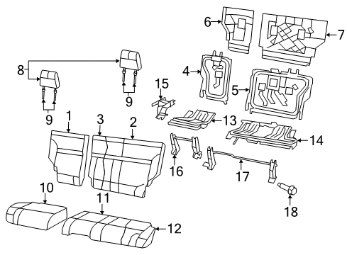 2012 Jeep Liberty Rear Seat Components Diagram 3 - Thumbnail