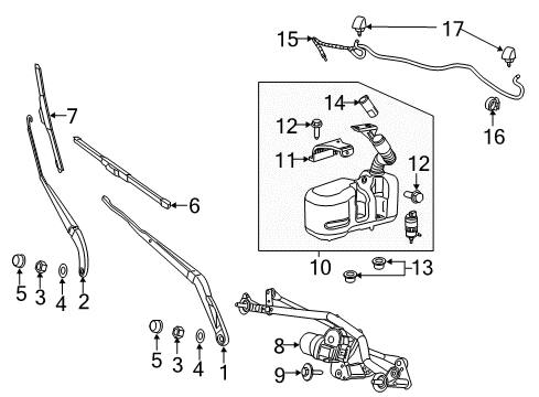 2019 Ram ProMaster 1500 Wiper & Washer Components Diagram