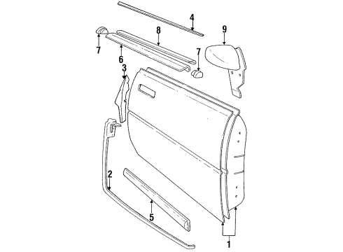 1990 Chrysler TC Maserati Door & Components, Outside Mirrors, Exterior Trim Diagram