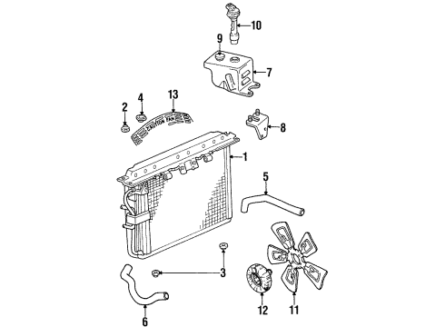1993 Jeep Grand Wagoneer Radiator & Components, Cooling Fan Diagram