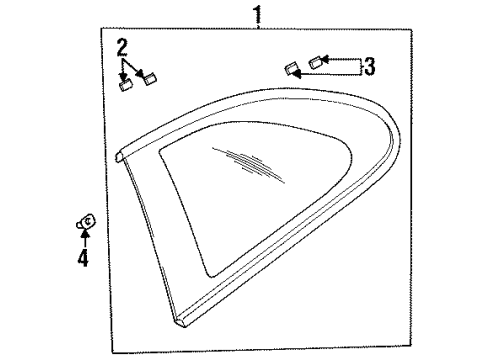 1995 Chrysler Sebring Quarter Panel - Glass & Hardware Diagram