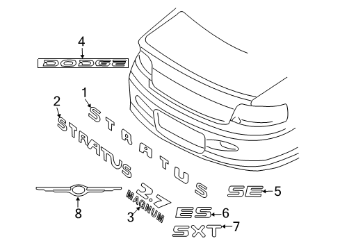 2002 Dodge Stratus Exterior Trim - Trunk Lid Diagram 2 - Thumbnail
