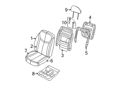 2010 Chrysler Sebring Front Seat Components Diagram 4 - Thumbnail