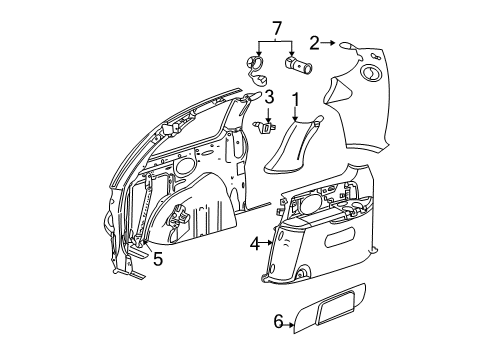 2002 Dodge Grand Caravan Interior Trim - Side Panel Diagram