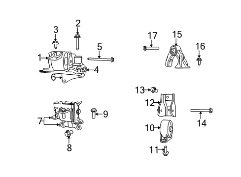 2009 Jeep Compass Engine & Trans Mounting Diagram 1 - Thumbnail