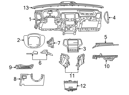 2011 Jeep Grand Cherokee Instrument Panel Components Diagram