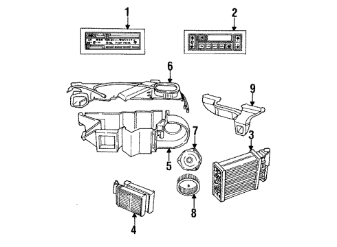 1992 Chrysler Imperial A/C Evaporator & Heater Components Diagram