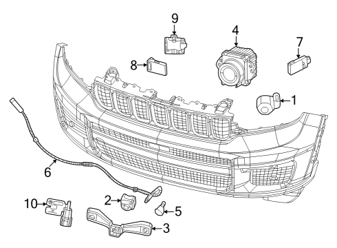 2025 Jeep Grand Cherokee Electrical Components - Front Bumper Diagram 1 - Thumbnail