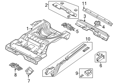 2003 Chrysler Sebring Rear Body - Floor & Rails Diagram