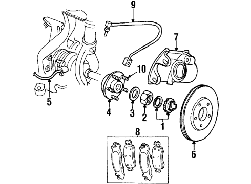 1998 Chrysler Sebring Brake Components Diagram